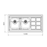 نقشه سینک روکار بیمکث مدل 914 دو لگنه